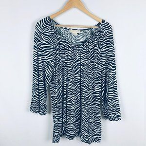 Michael Kors Size 2x Zebra Print Peasant Blouse
